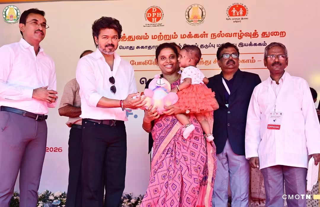తమిళనాడులో జాతీయ పోలియో చుక్కల మందు శిబిరాన్ని ప్రారంభించిన సీఎం జోసఫ్ విజయ్